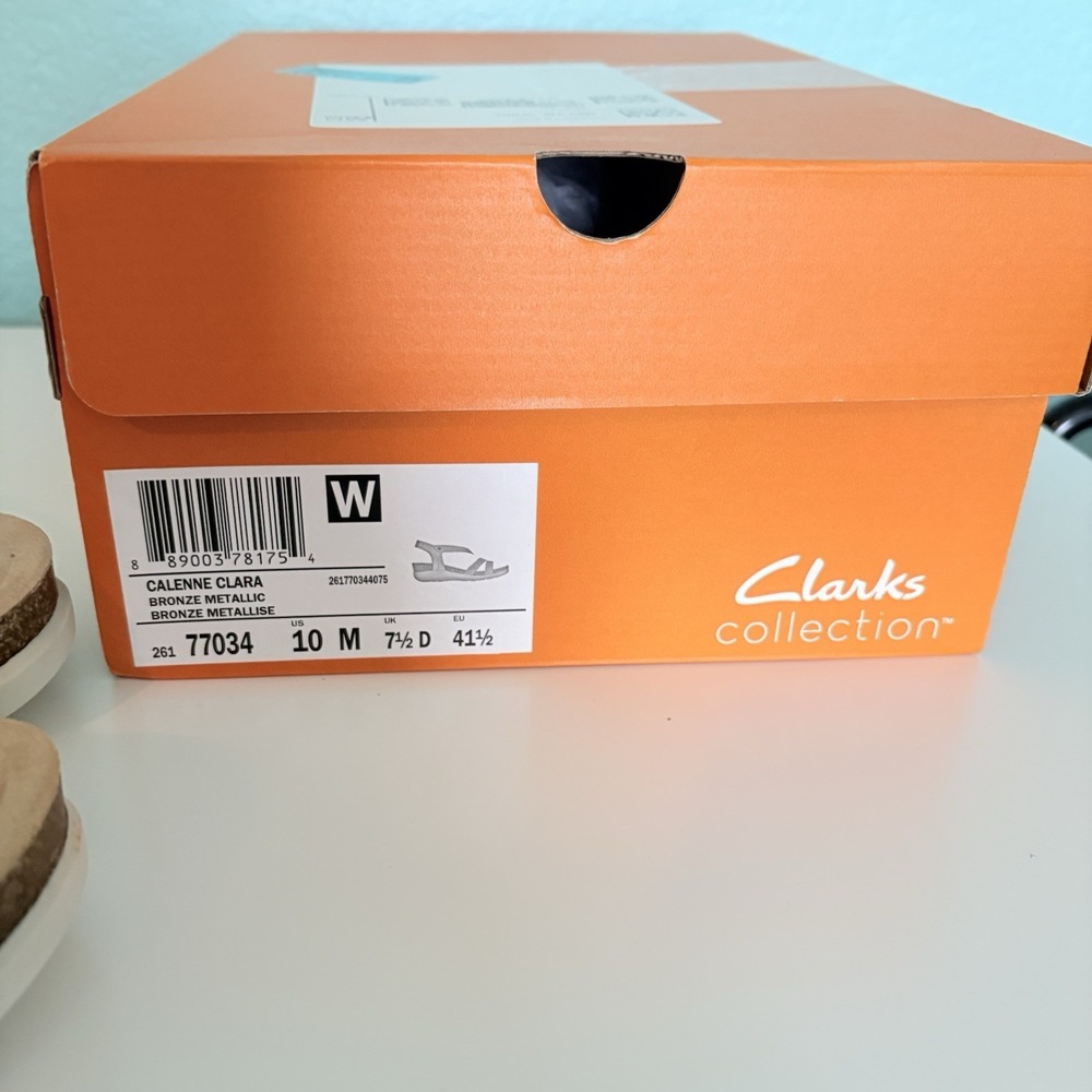 CLARKS‎ Calenne Clara Bronze Metallic Wedge Sandals ~Women's Size 10M~NEW in box - Picture 7 of 7